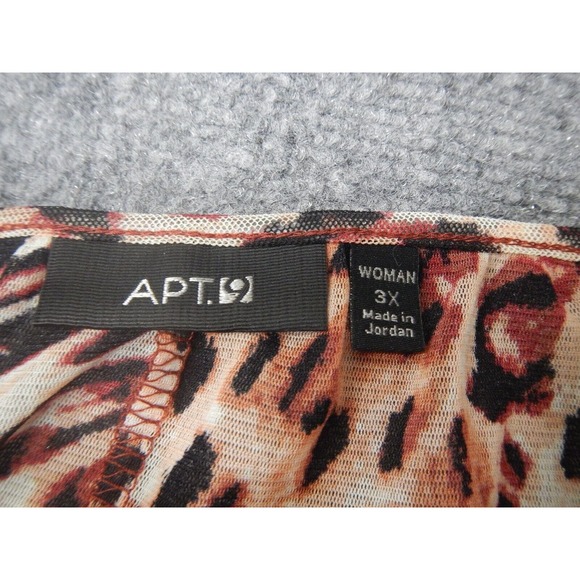 Apt 9 Blouse Top Women's Plus Size‎ 3X Leopard Print Cap Sleeve V-Neck Henley - Picture 3 of 8